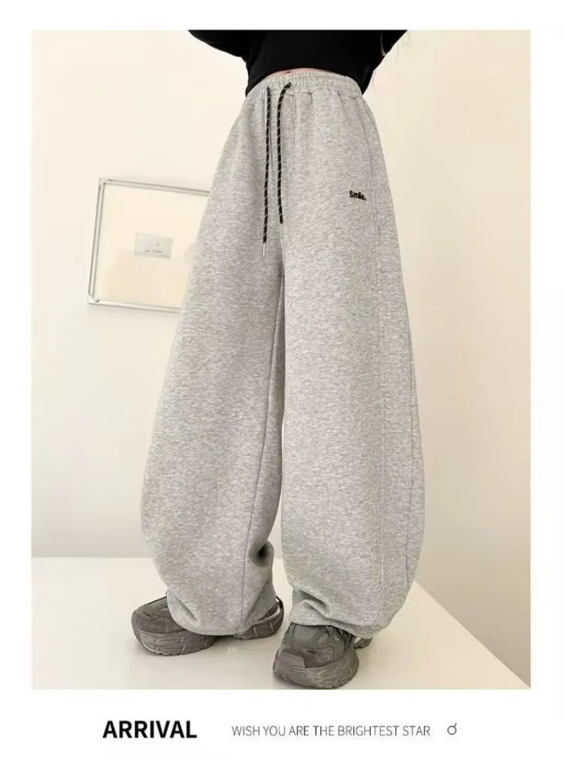 UNITIM Junior Girls Sweatpant Cotton Letter Embroidery Young Teens Girls Sports Pants Loose Elastic Waist Children Girls Trouser