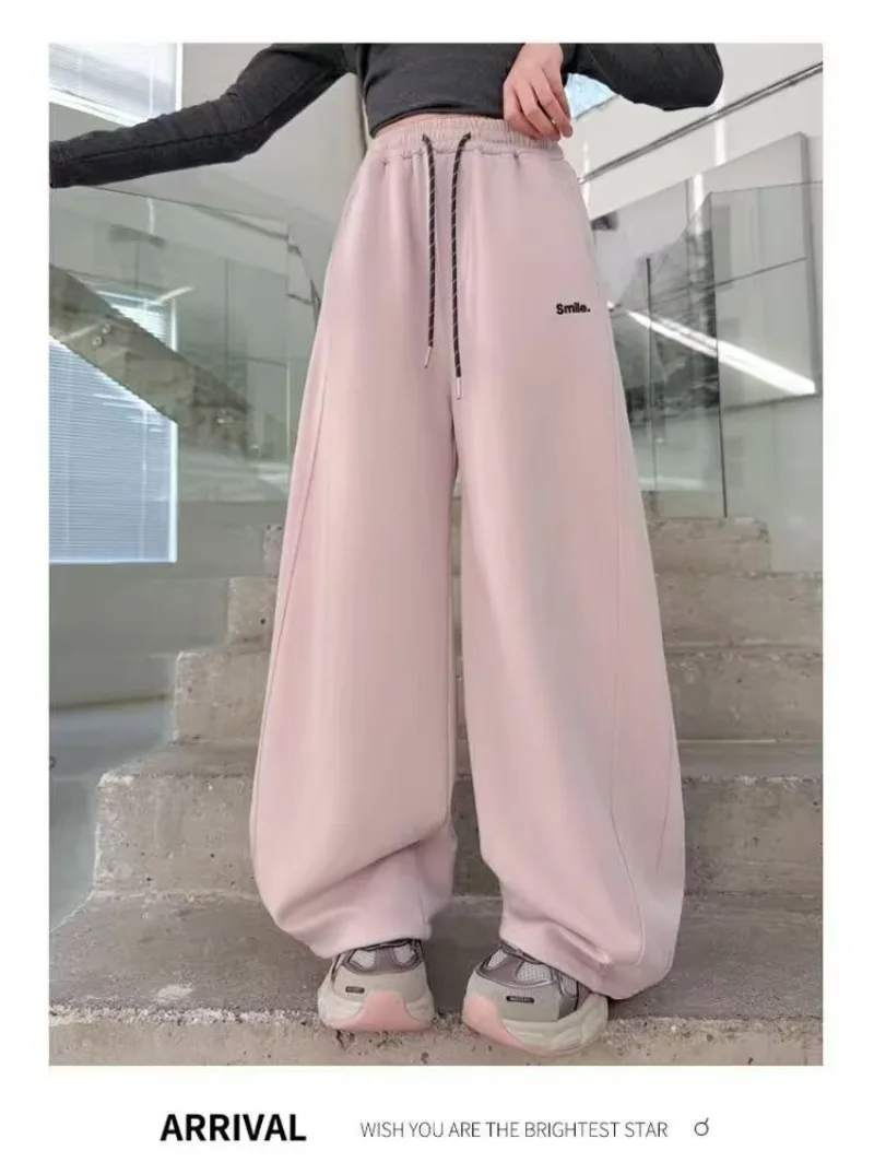 UNITIM Junior Girls Sweatpant Cotton Letter Embroidery Young Teens Girls Sports Pants Loose Elastic Waist Children Girls Trouser