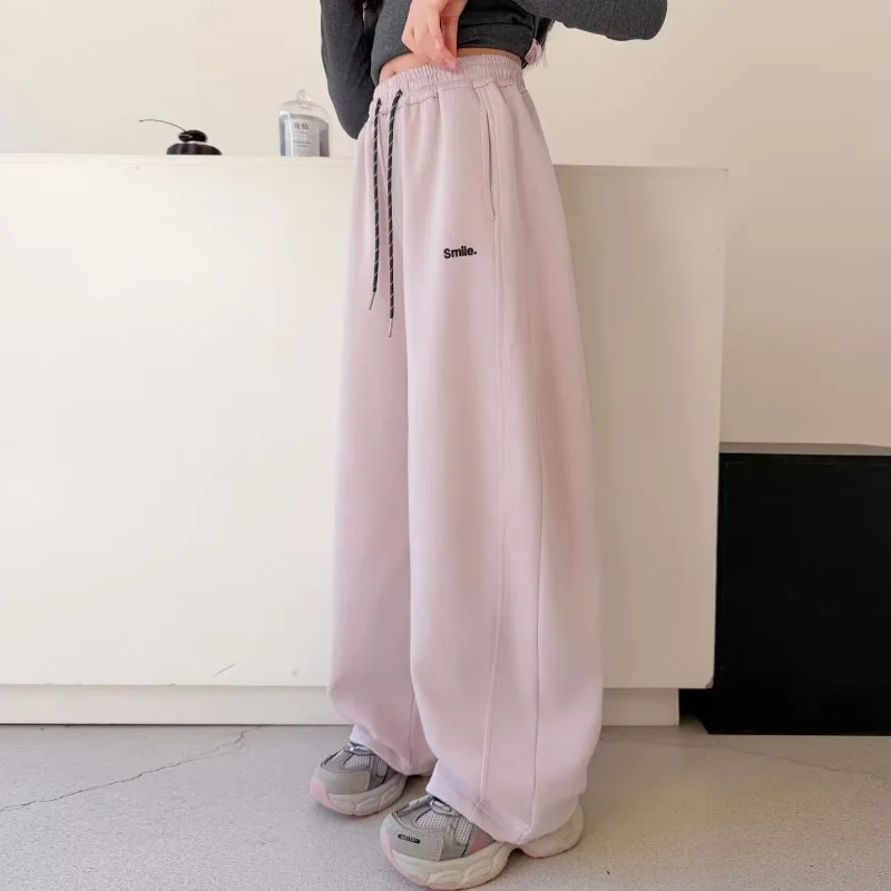 UNITIM Junior Girls Sweatpant Cotton Letter Embroidery Young Teens Girls Sports Pants Loose Elastic Waist Children Girls Trouser