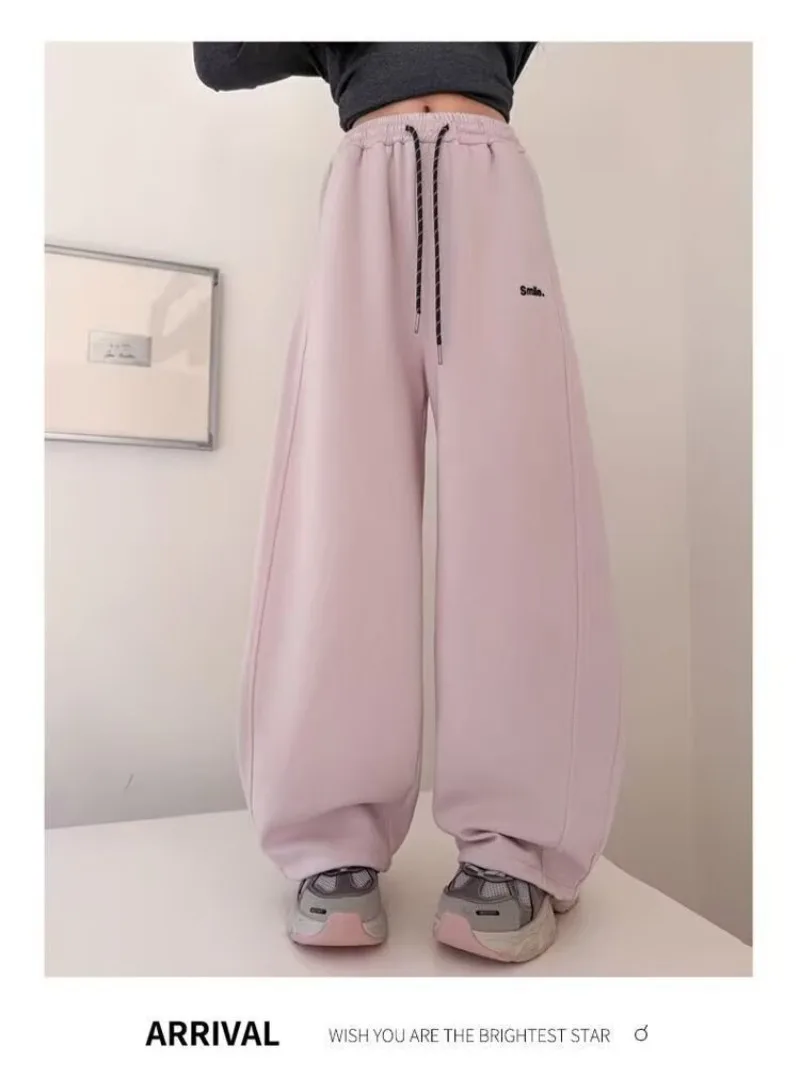 UNITIM Junior Girls Sweatpant Cotton Letter Embroidery Young Teens Girls Sports Pants Loose Elastic Waist Children Girls Trouser