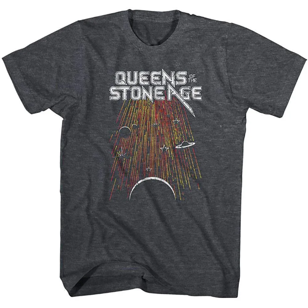 Queens of The Stone Age Trident Print Cotton T-Shirt Vintage Stoner Rock Streetwear Unisex Crew Neck Short Sleeve Tee for Rock