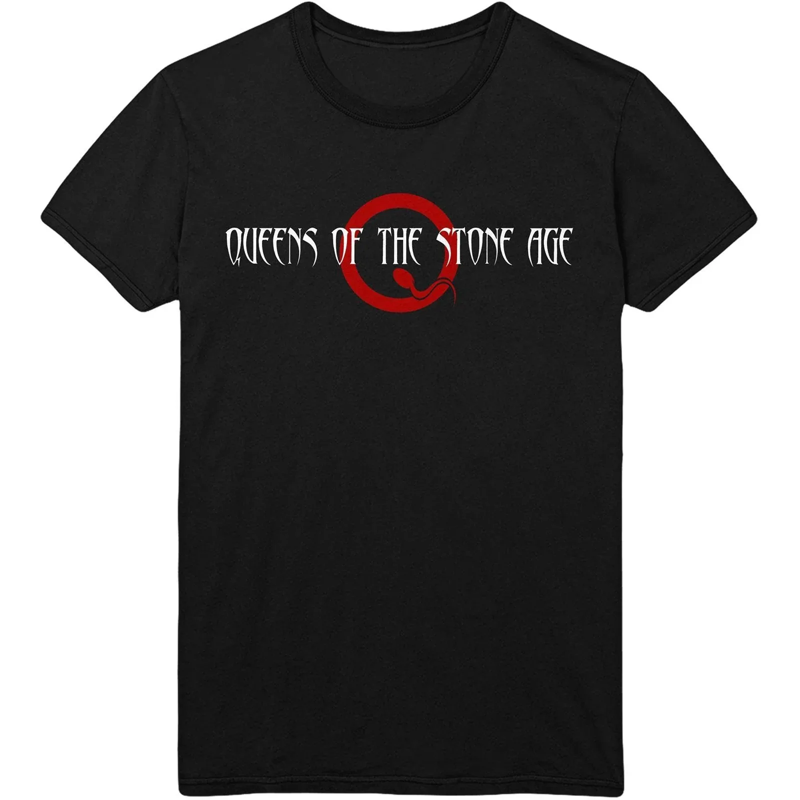 Queens of The Stone Age Trident Print Cotton T-Shirt Vintage Stoner Rock Streetwear Unisex Crew Neck Short Sleeve Tee for Rock