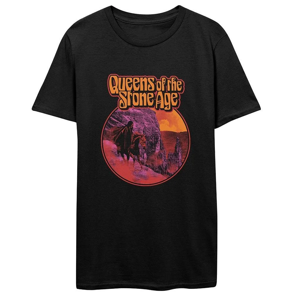 Queens of The Stone Age Trident Print Cotton T-Shirt Vintage Stoner Rock Streetwear Unisex Crew Neck Short Sleeve Tee for Rock