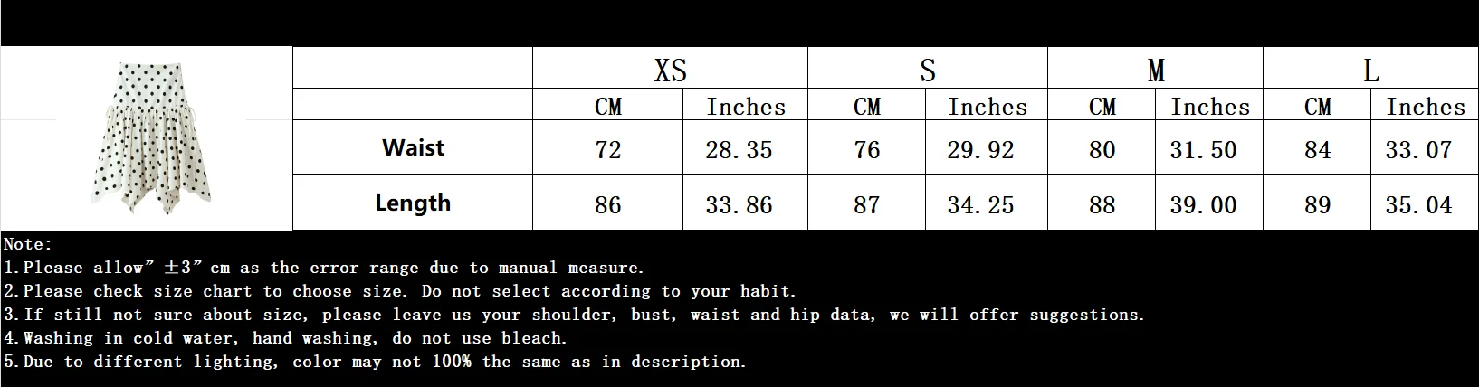KONDALA Lady Polka Dot Asymmetric Skirt New 2026 Summer Trendy Vacation Midi Skirt Women Elegant Chic Casual Irregular Hem Skirt