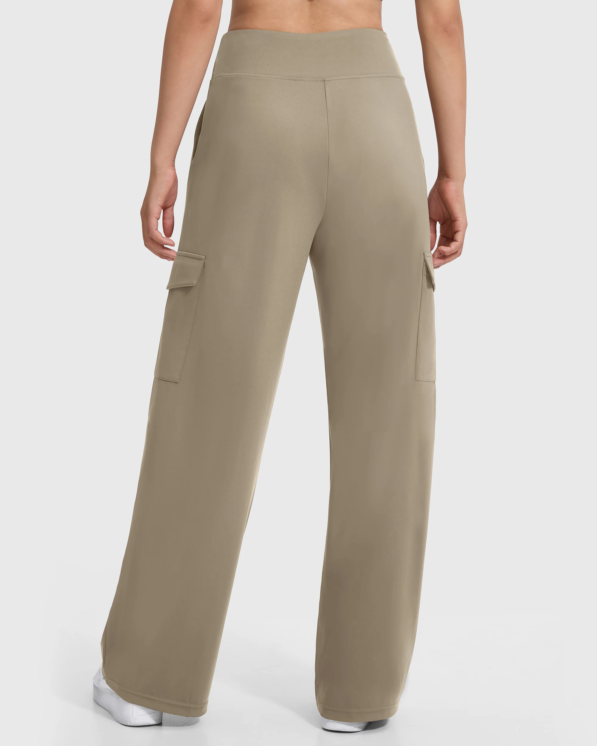 Kaki Casual Pants for Women Loose Straight Cargo Pants Versatile Wide Leg Pants With Pocket Summer Streetwear Trousers Female