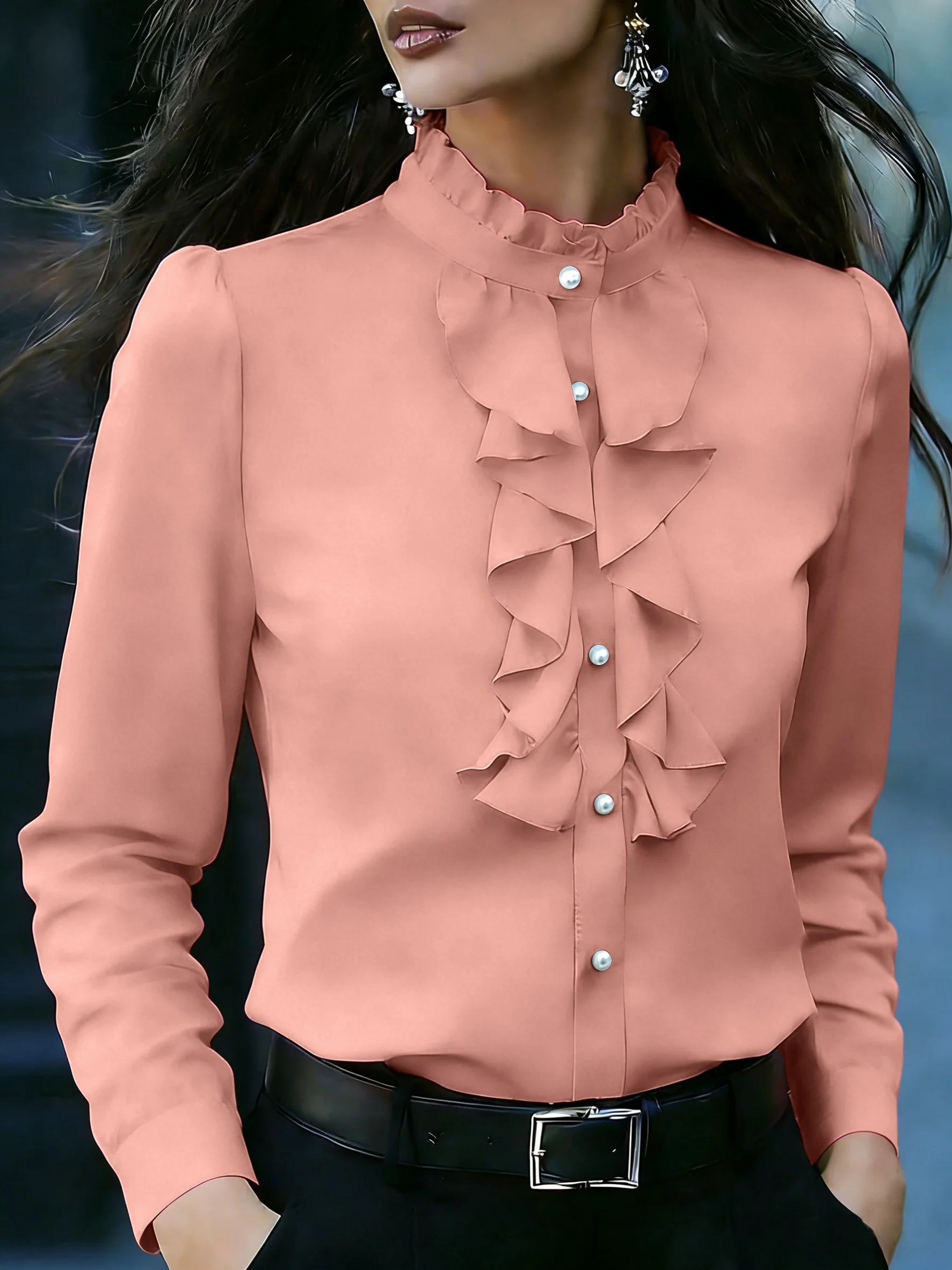 Temperament Loose Woman Shirt Fashion Casual Blouse Elegant Long Sleeve Woman Shirt Holiday Weekend Top