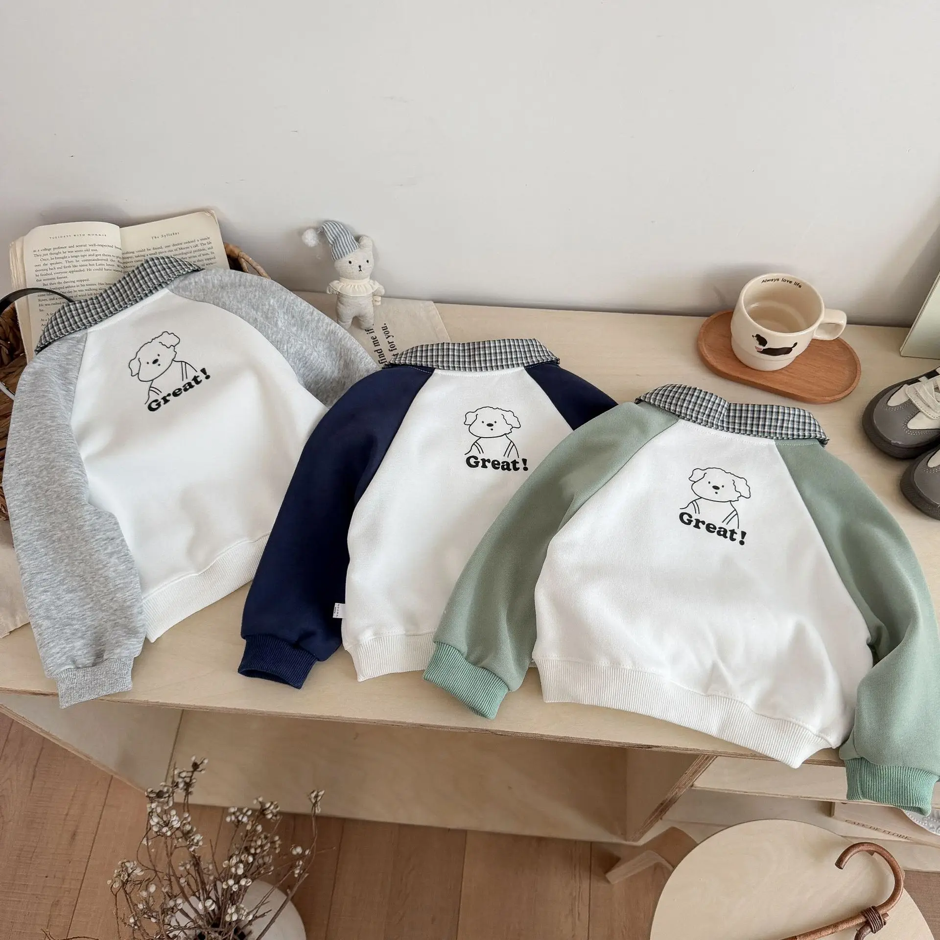 Fashion Boys Sweatshirt Casual Spring Leisure Polo T-shirt Tops