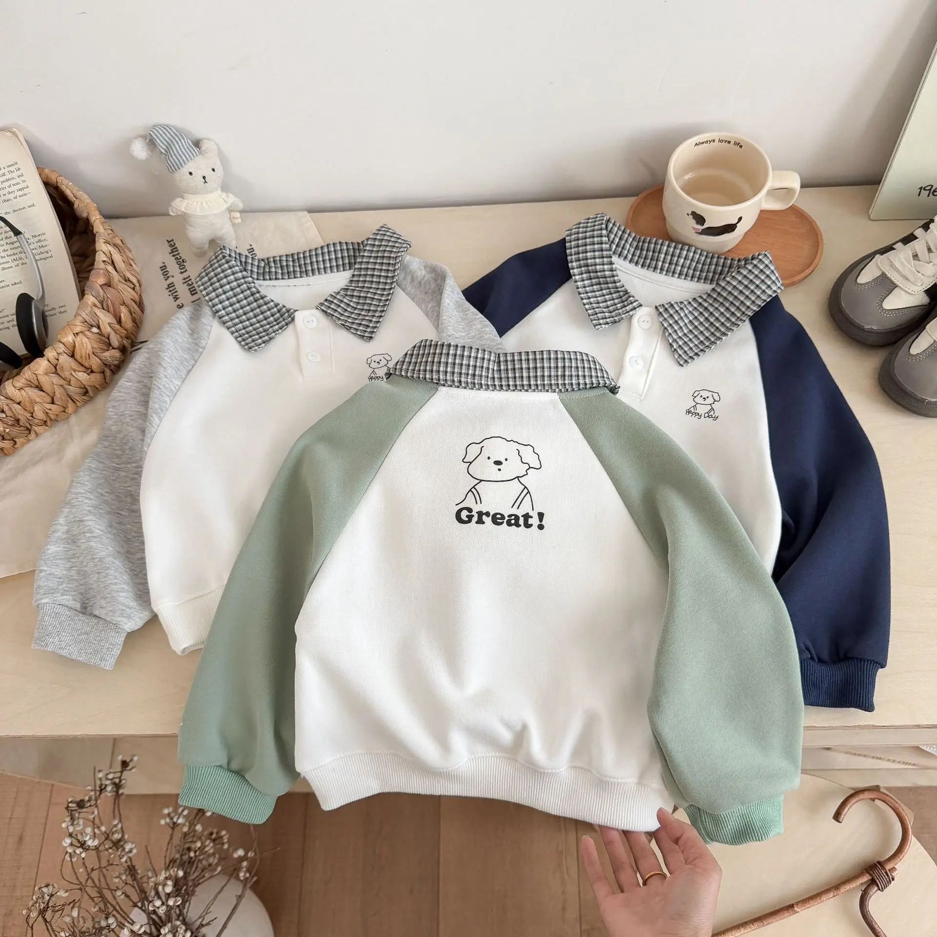 Fashion Boys Sweatshirt Casual Spring Leisure Polo T-shirt Tops