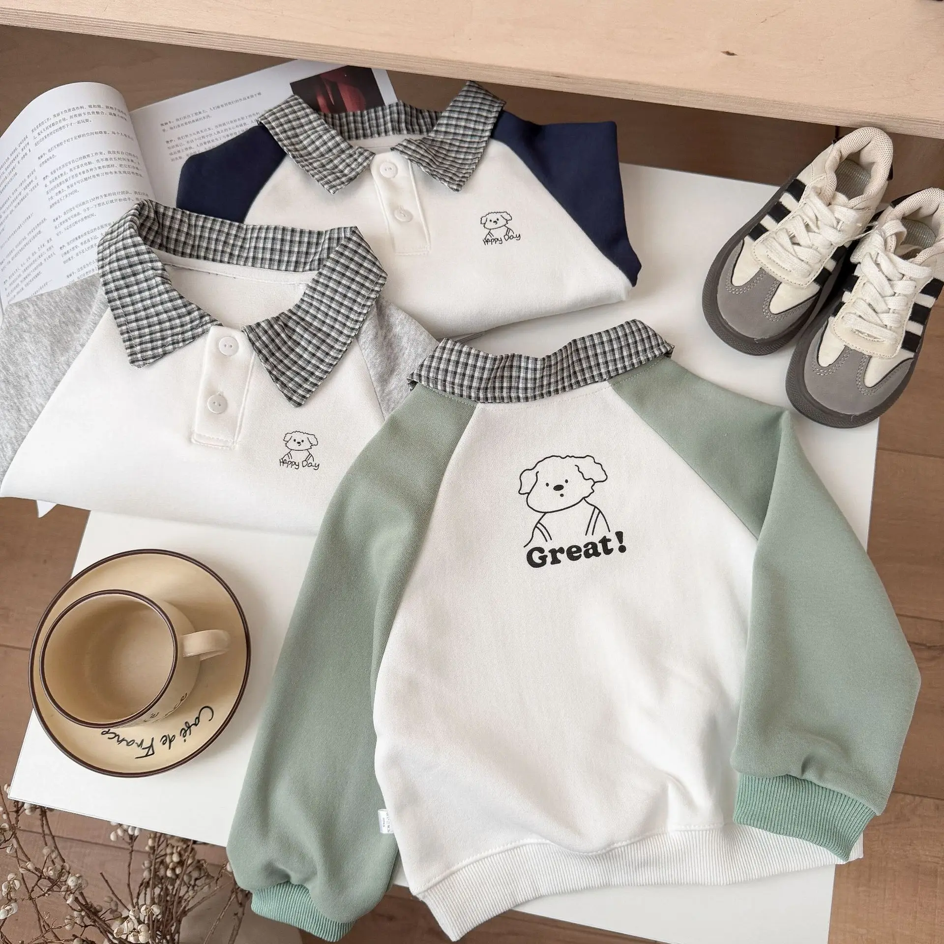 Fashion Boys Sweatshirt Casual Spring Leisure Polo T-shirt Tops