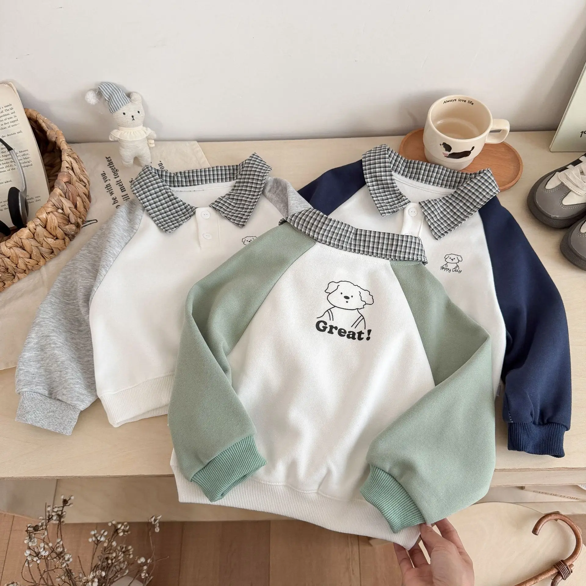 Fashion Boys Sweatshirt Casual Spring Leisure Polo T-shirt Tops
