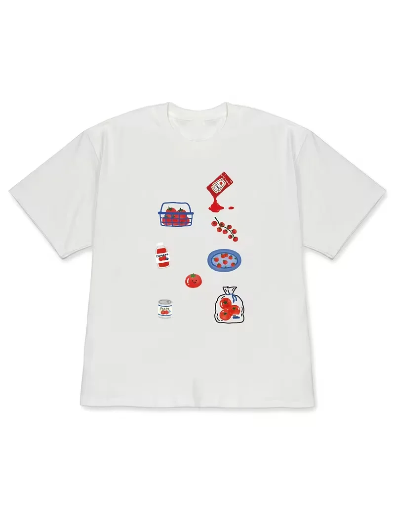 Korean-StyleWomen'S Casual Wear,Women'S Clothing, Korean Fashion Women'S T-Shirts with A Quirky '마라탕조아' Graphic, Short Sleeves