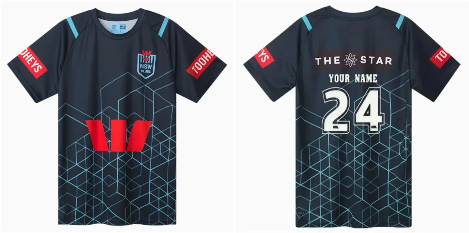 Summer New Australian Blue Shirt Training Shirt, Blue Shirt Men's Rugby Shirt, Quick-Drying Breathable Casual Sportswear T-Shirt