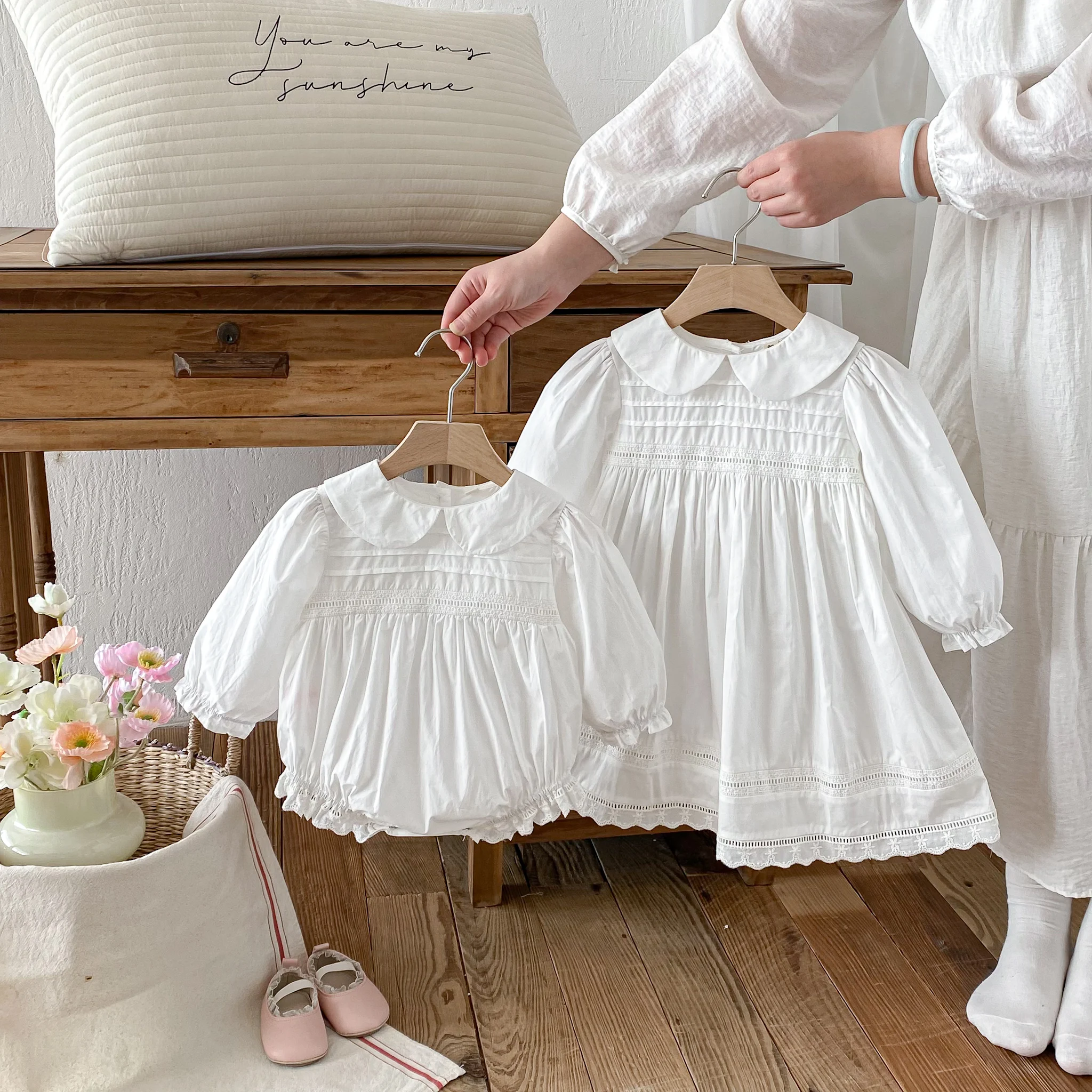 Spring Baby Girls Rompers Sweet Newborn Cozy Long Sleeve Peter Collar Onesies Baby Ruffles Bodysuits for Baby Girl Clothes 0-24M