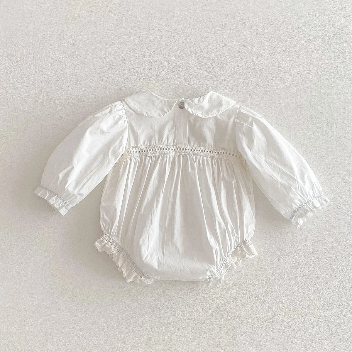 Spring Baby Girls Rompers Sweet Newborn Cozy Long Sleeve Peter Collar Onesies Baby Ruffles Bodysuits for Baby Girl Clothes 0-24M