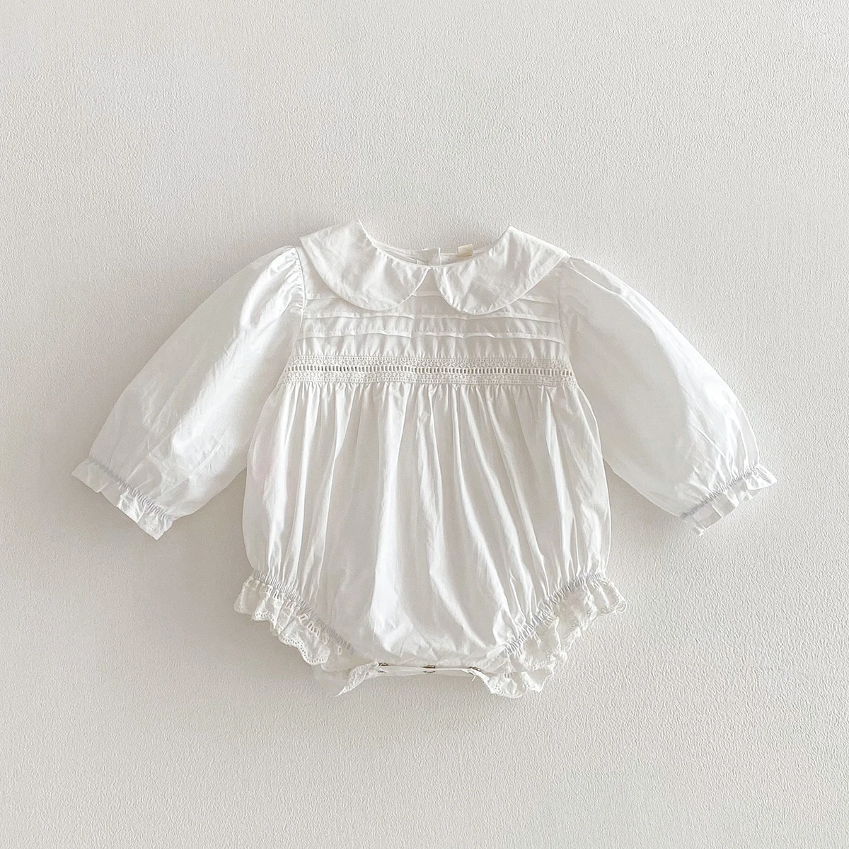 Spring Baby Girls Rompers Sweet Newborn Cozy Long Sleeve Peter Collar Onesies Baby Ruffles Bodysuits for Baby Girl Clothes 0-24M