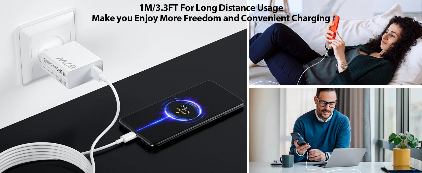 67W EU Turbo Fast Charger For Xiaomi 12 13 14 15 17 Pro Redmi Note 11 12 13 14 Pro POCO X5 X6 X7 Type C USB Quick Charging Cable