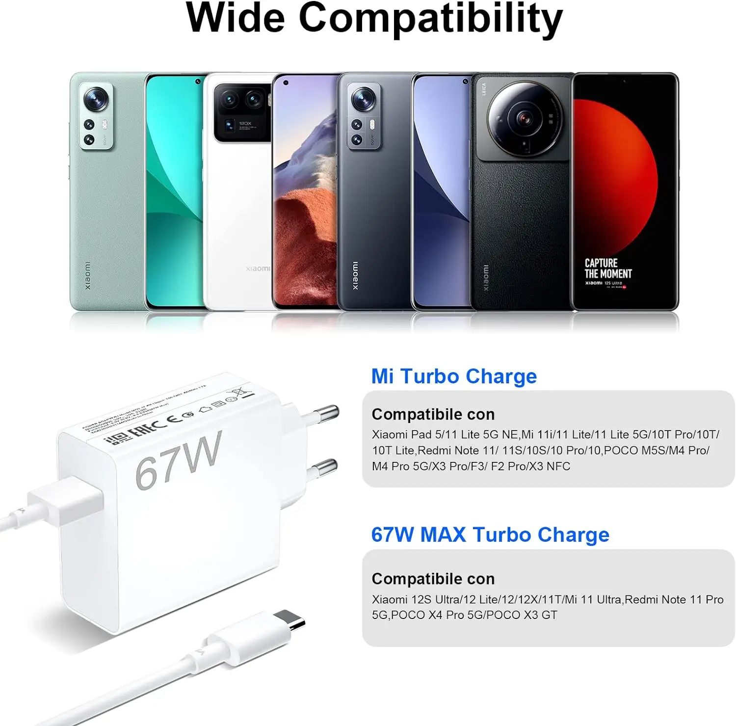 67W EU Turbo Fast Charger For Xiaomi 12 13 14 15 17 Pro Redmi Note 11 12 13 14 Pro POCO X5 X6 X7 Type C USB Quick Charging Cable