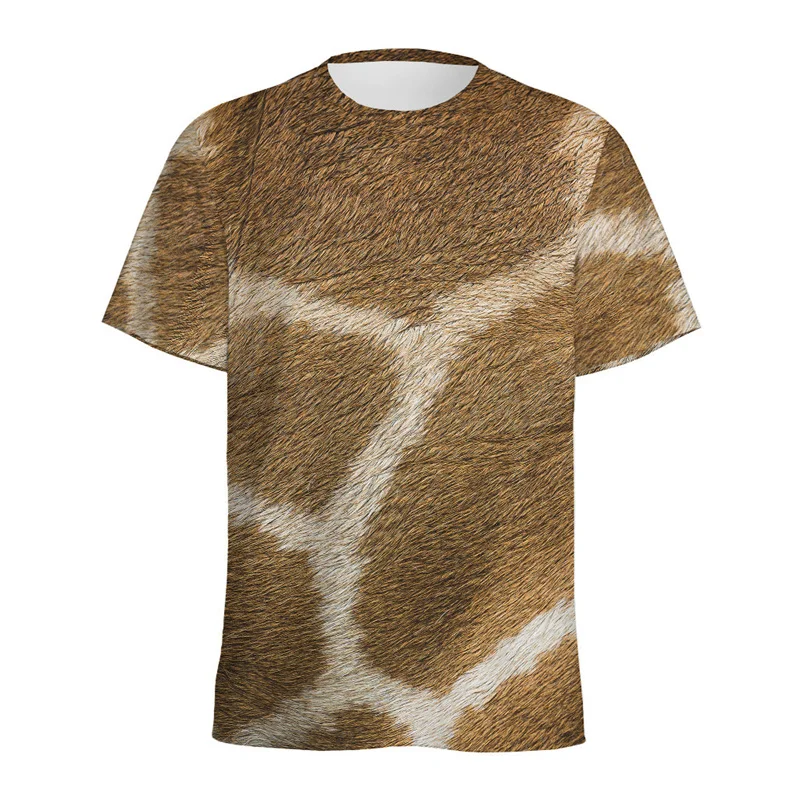 Summer Comfortable and Fashionable Flower Animal Cute Giraffe Pattern Girl Round Neck Short Sleeved T-shirt