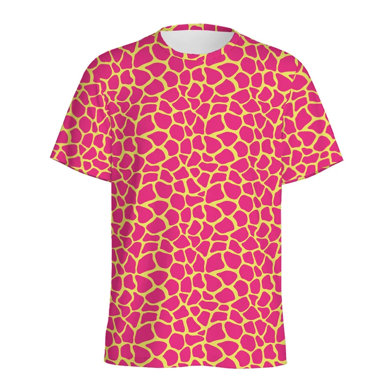 Summer Comfortable and Fashionable Flower Animal Cute Giraffe Pattern Girl Round Neck Short Sleeved T-shirt