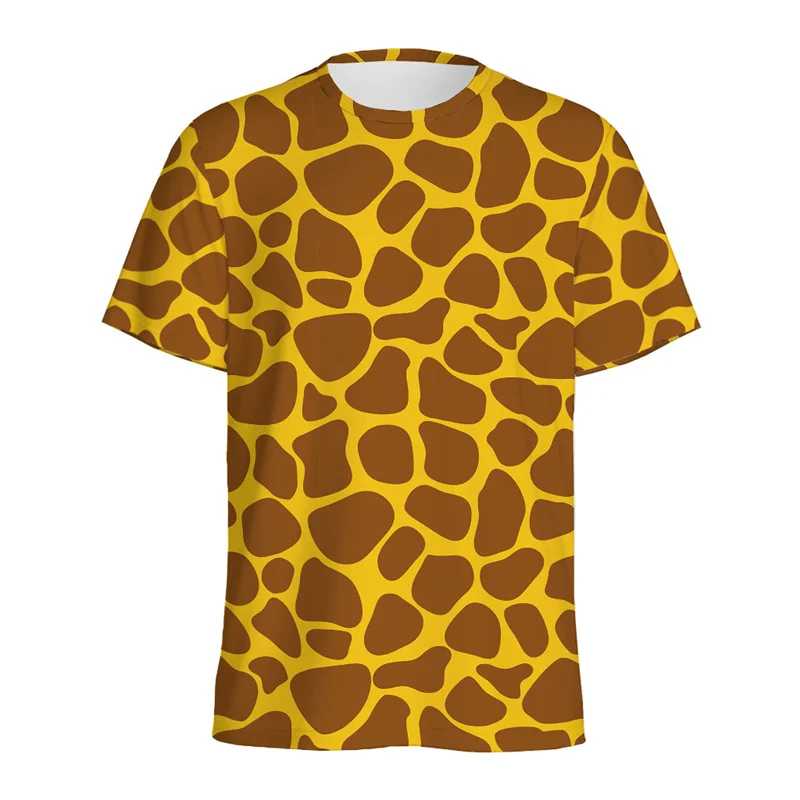 Summer Comfortable and Fashionable Flower Animal Cute Giraffe Pattern Girl Round Neck Short Sleeved T-shirt