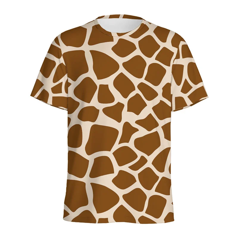 Summer Comfortable and Fashionable Flower Animal Cute Giraffe Pattern Girl Round Neck Short Sleeved T-shirt