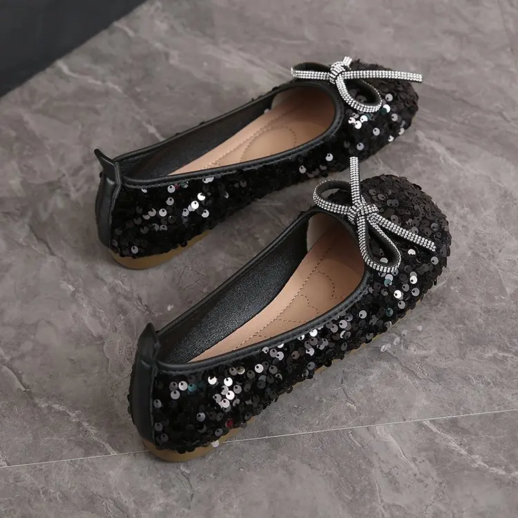 2026 Women Bling Flats Shoes Casual Walking Shoes Spring New Round Toe Bowtie Female Fashion Brand Dress Zapatillas Mujer