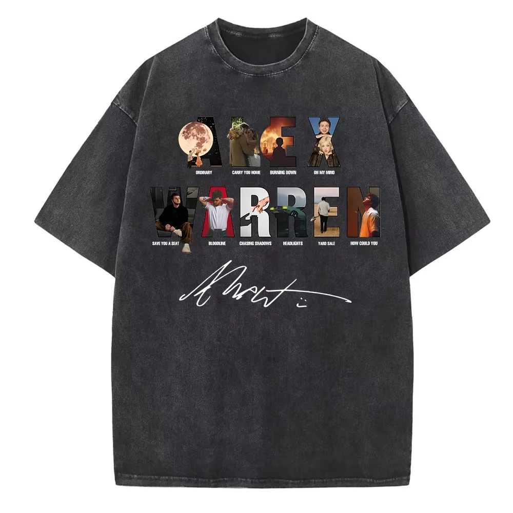 Alex Warren Tour 2026 Washed T-shirt Men Women Hip Hop Short Sleeve Oversized Tee Shirt