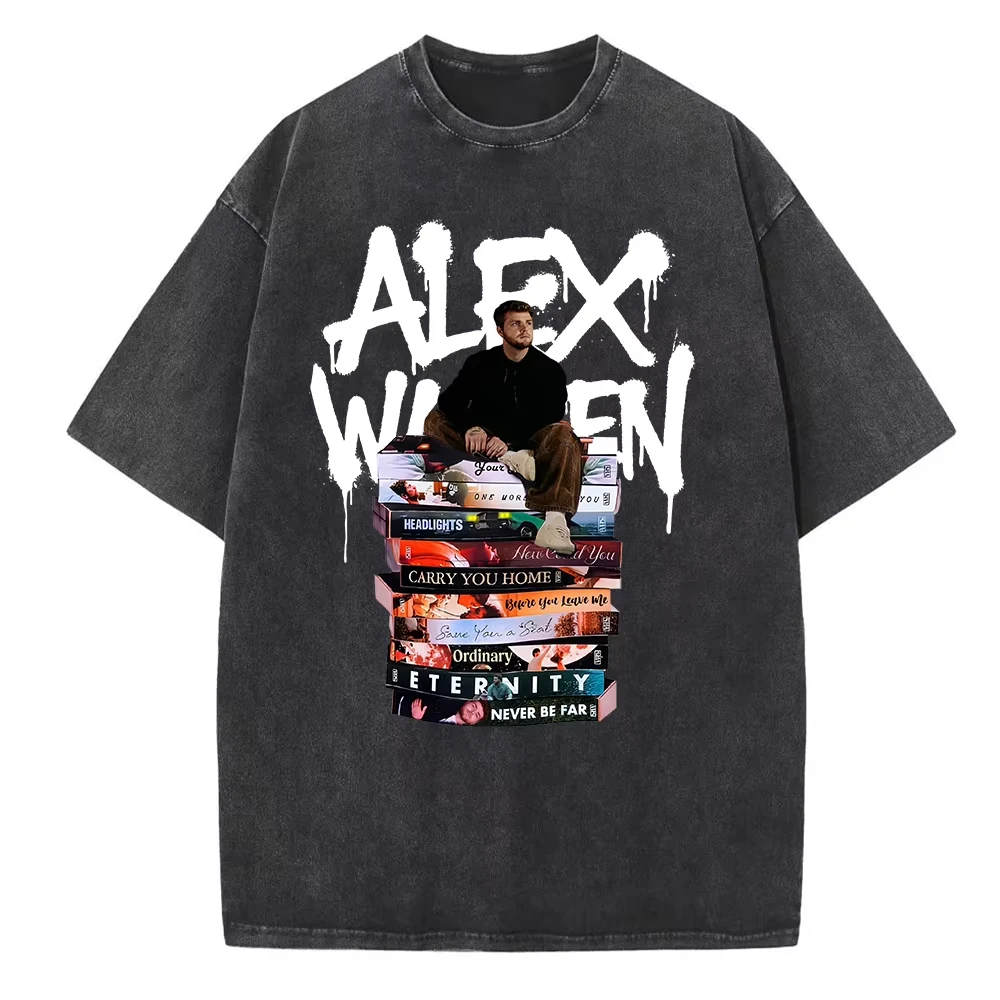 Alex Warren Tour 2026 Washed T-shirt Men Women Hip Hop Short Sleeve Oversized Tee Shirt