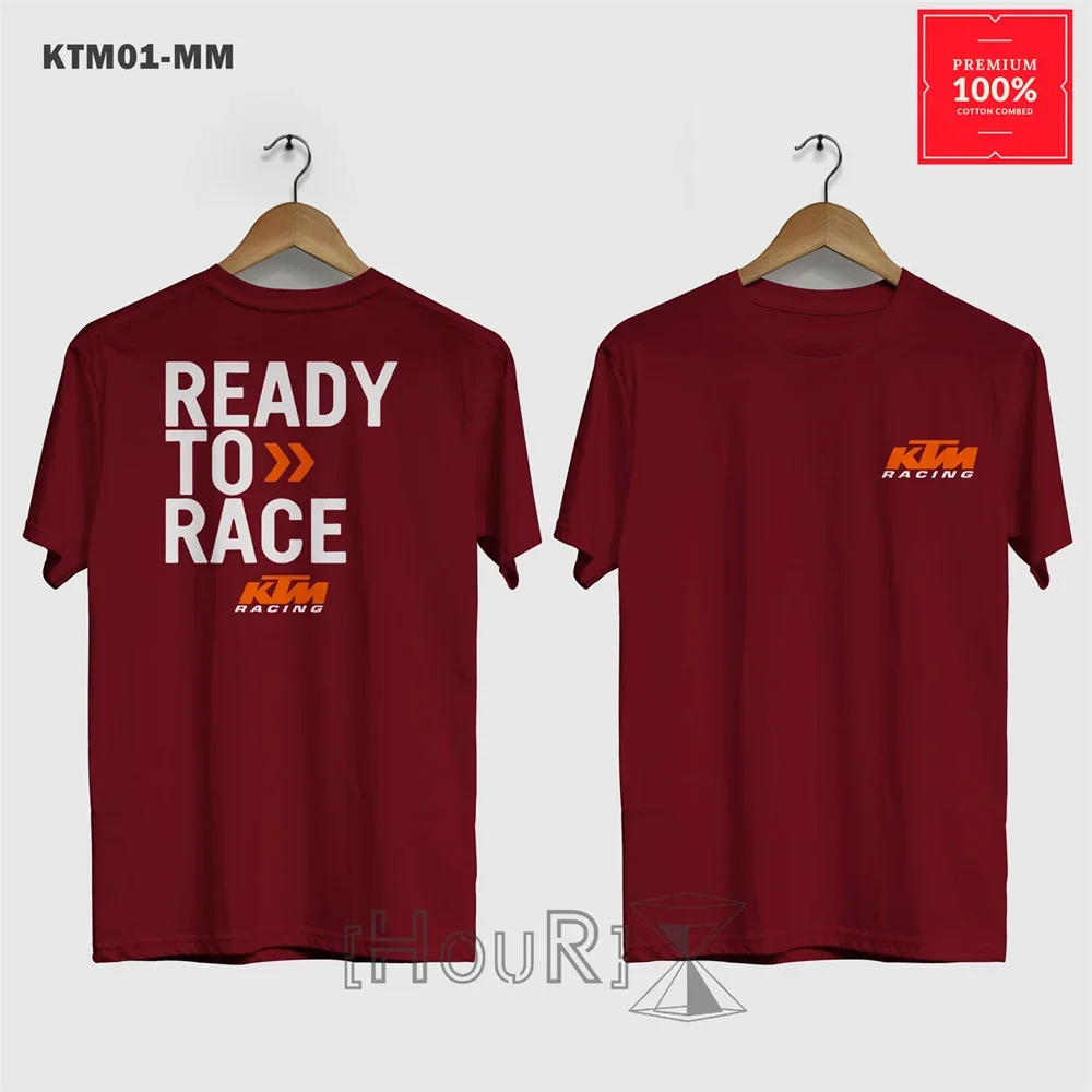 Men's KTM Ready To Race T-Shirt Short Sleeve Motorcycle Enthusiast Casual Breathable Tops KTM Racing Logo