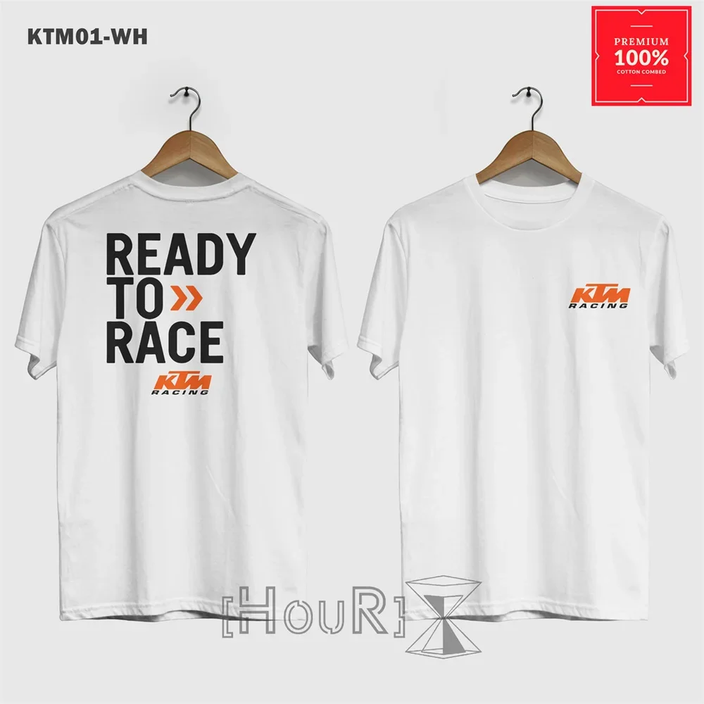 Men's KTM Ready To Race T-Shirt Short Sleeve Motorcycle Enthusiast Casual Breathable Tops KTM Racing Logo