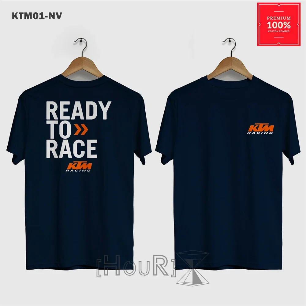 Men's KTM Ready To Race T-Shirt Short Sleeve Motorcycle Enthusiast Casual Breathable Tops KTM Racing Logo