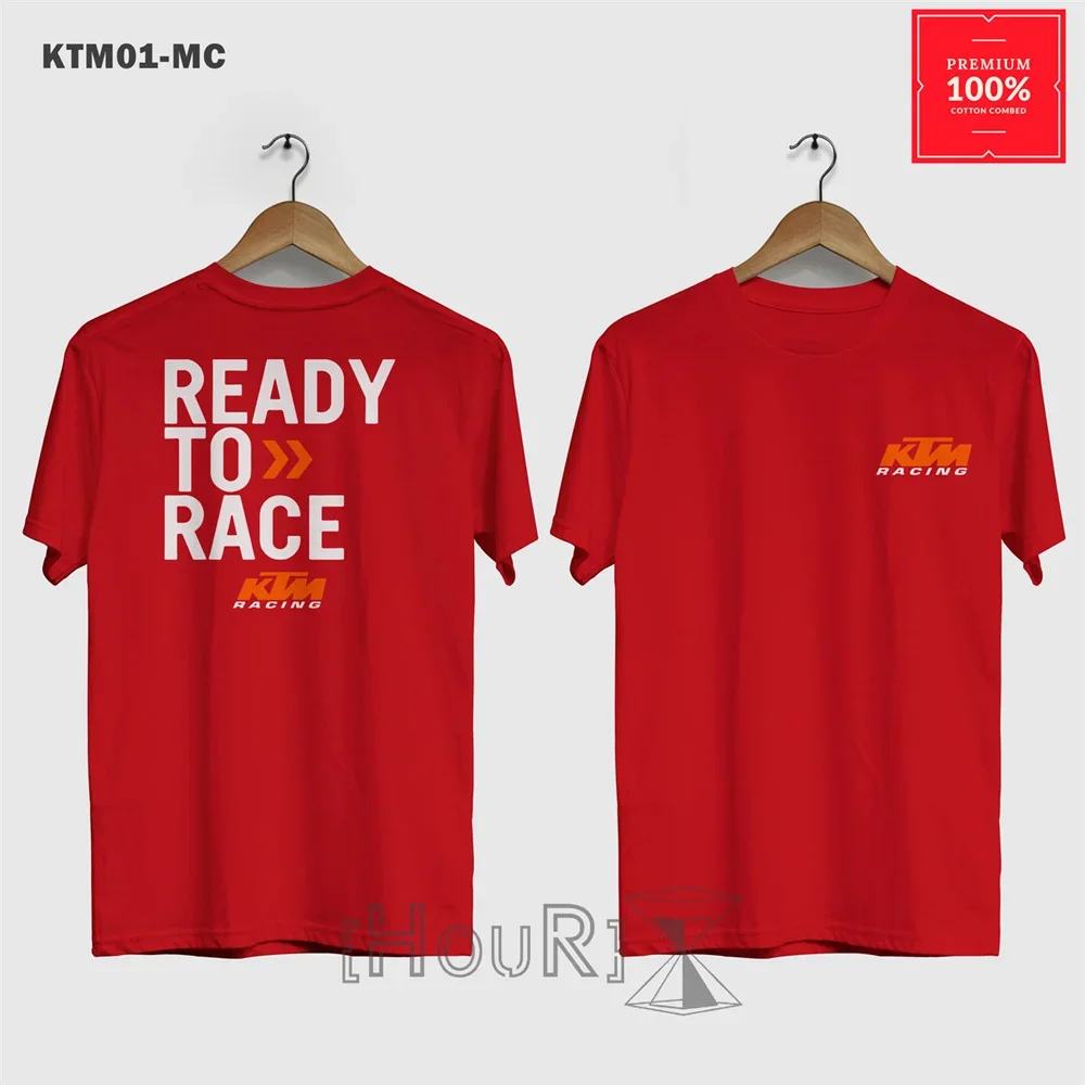 Men's KTM Ready To Race T-Shirt Short Sleeve Motorcycle Enthusiast Casual Breathable Tops KTM Racing Logo