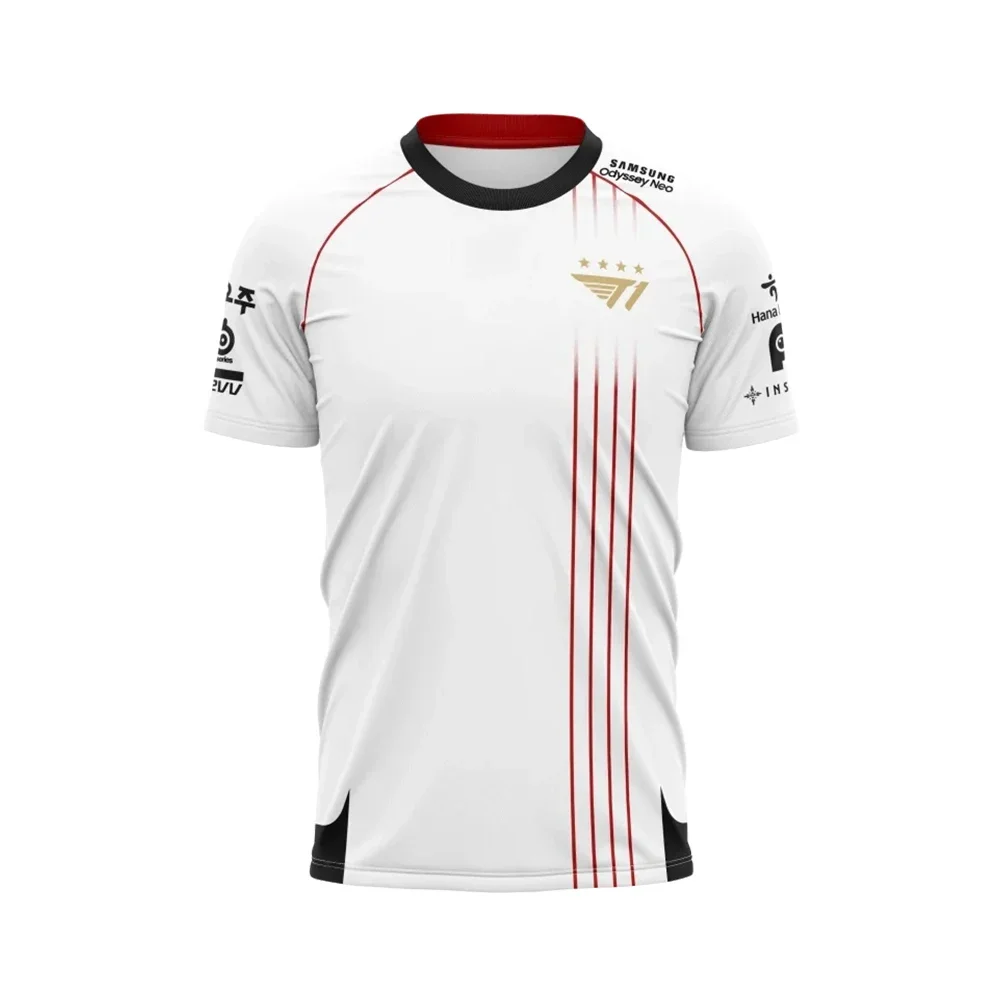 2026 T1 Championship Five-Star Commemorative Team Jersey E-sports World Finals Jersey T-shirt LOL Faker ZOFGK Gold Print Top