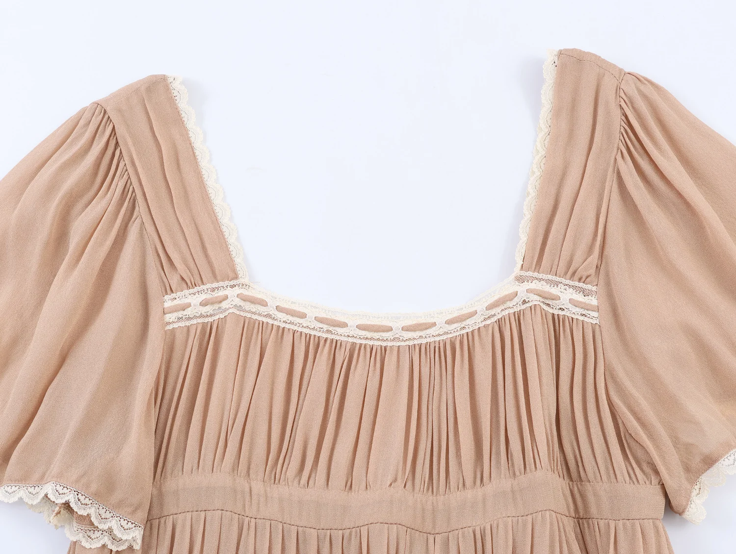 KONDALA Chic Solid Fashion 2026 Spring Woman Lace Dress Patchwork Khaki Mini Casual Dress Backless Streetwear Female Vestidos