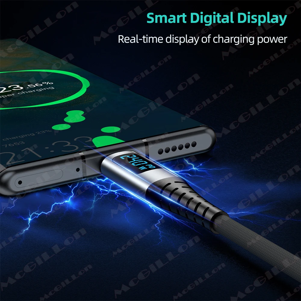 USB 4.0 Type C to Type C Cable 8K HD 40Gbps 240W Fast Charge with Digital Display For Thunderbolt 4 for Phone Tablet USB C Cable