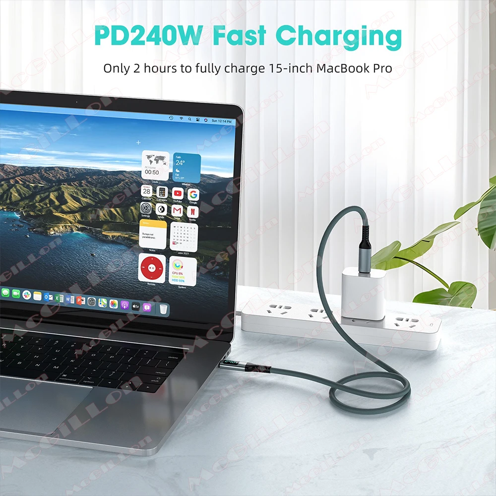 USB 4.0 Type C to Type C Cable 8K HD 40Gbps 240W Fast Charge with Digital Display For Thunderbolt 4 for Phone Tablet USB C Cable