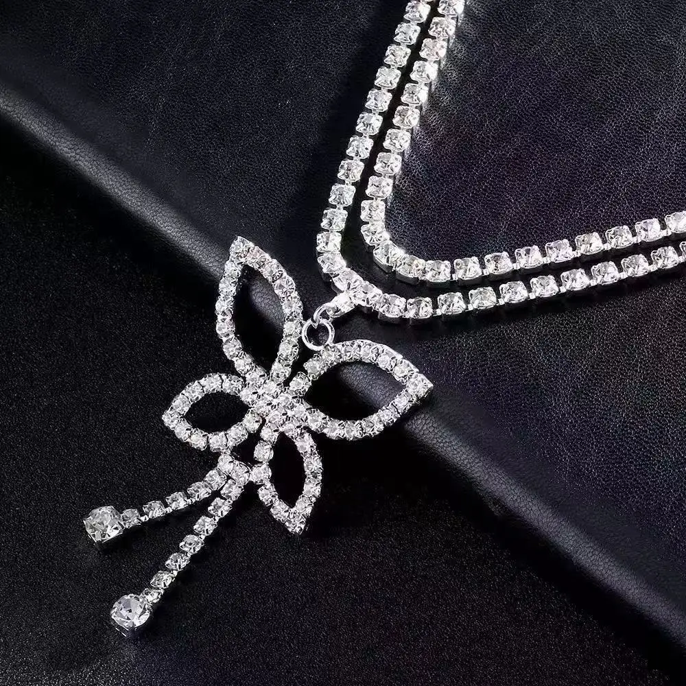 Luxury Rhinestone Double Chain Water Drop Waist Chains Body Jewelry for Women Crystal Body Belly Chain Body Decoration Accessory