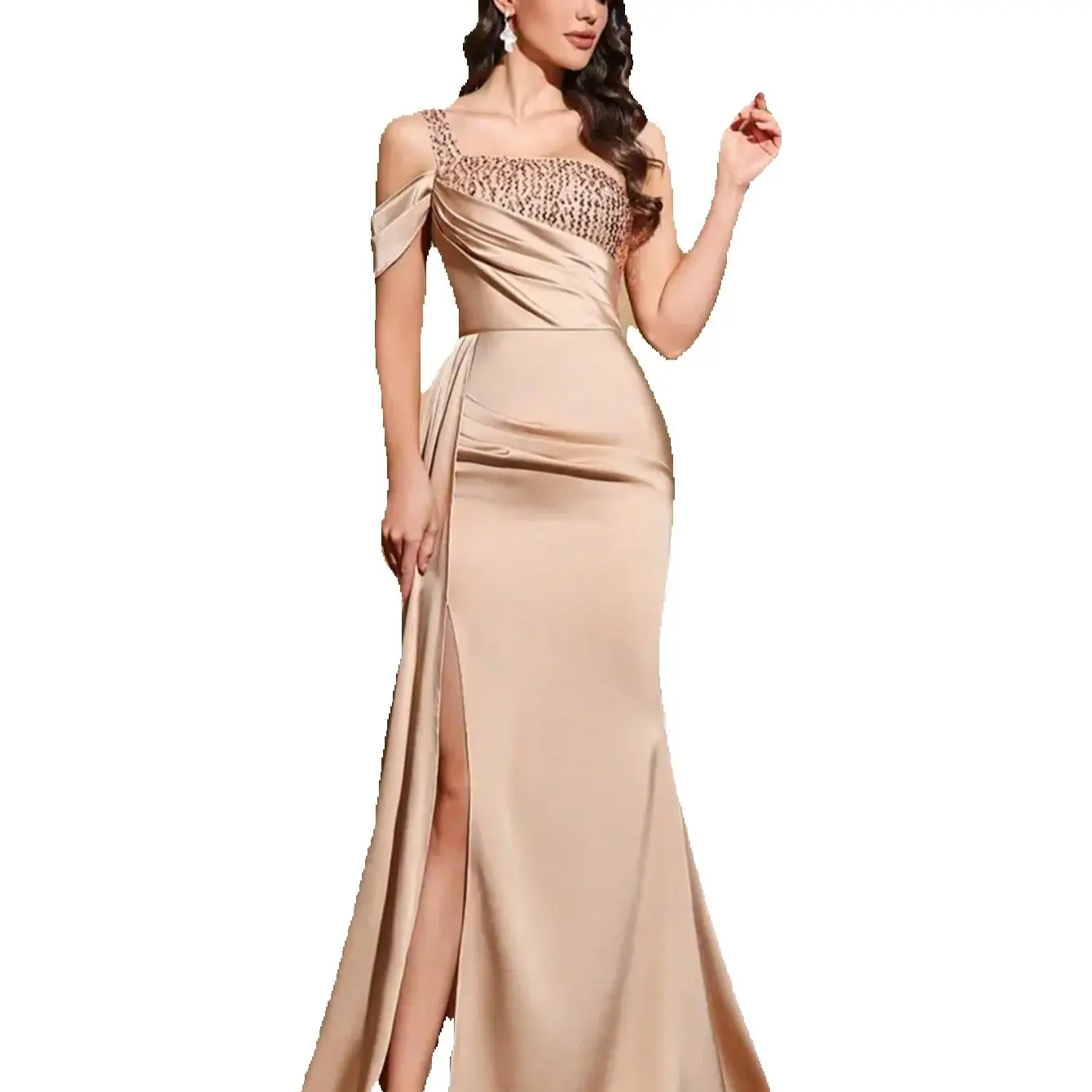 Stylish Slim Party Dress, Asymmetrical Design Dress, Suitable for Parties and Banquets, Ladies Dress Wedding Dress