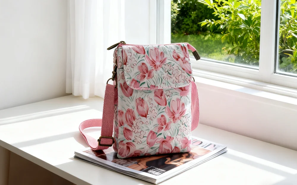 Fresh countryside fabric crossbody phone bag - floral five-layer crossbody women's bag - fabric bag