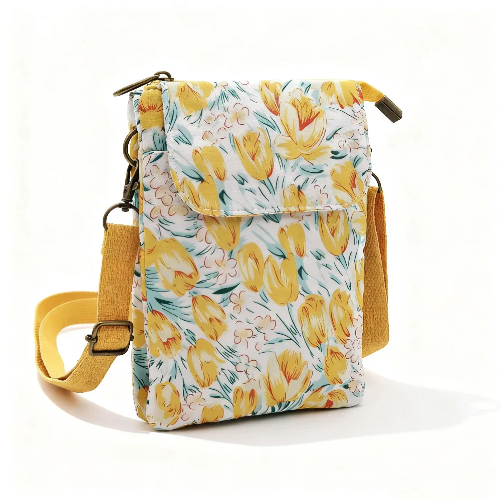 Fresh countryside fabric crossbody phone bag - floral five-layer crossbody women's bag - fabric bag