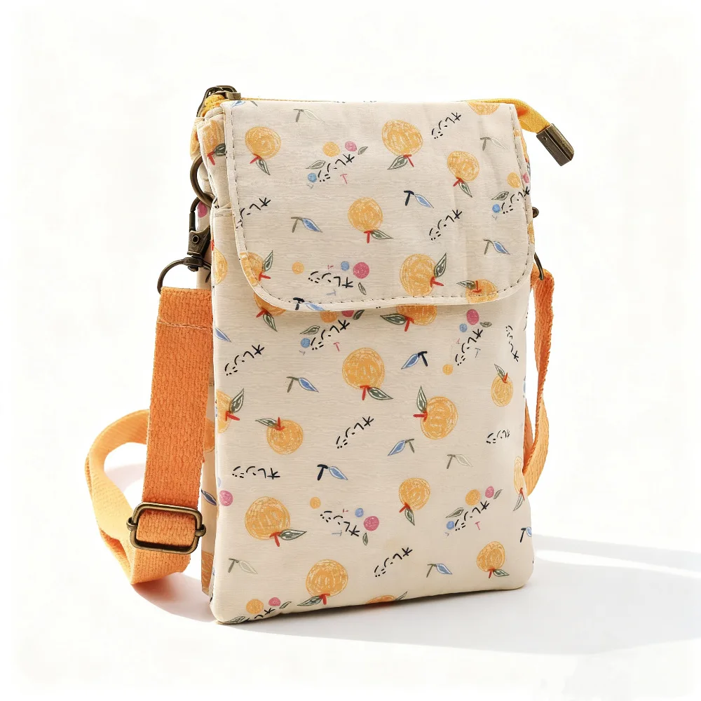 Fresh countryside fabric crossbody phone bag - floral five-layer crossbody women's bag - fabric bag