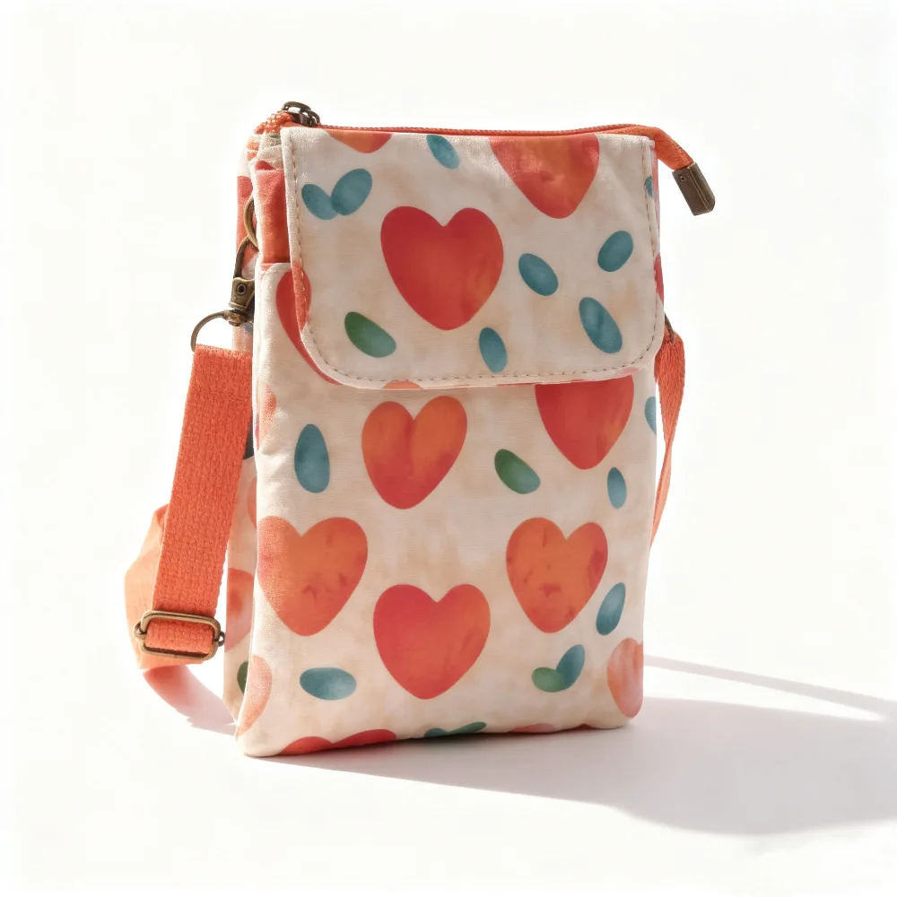Fresh countryside fabric crossbody phone bag - floral five-layer crossbody women's bag - fabric bag