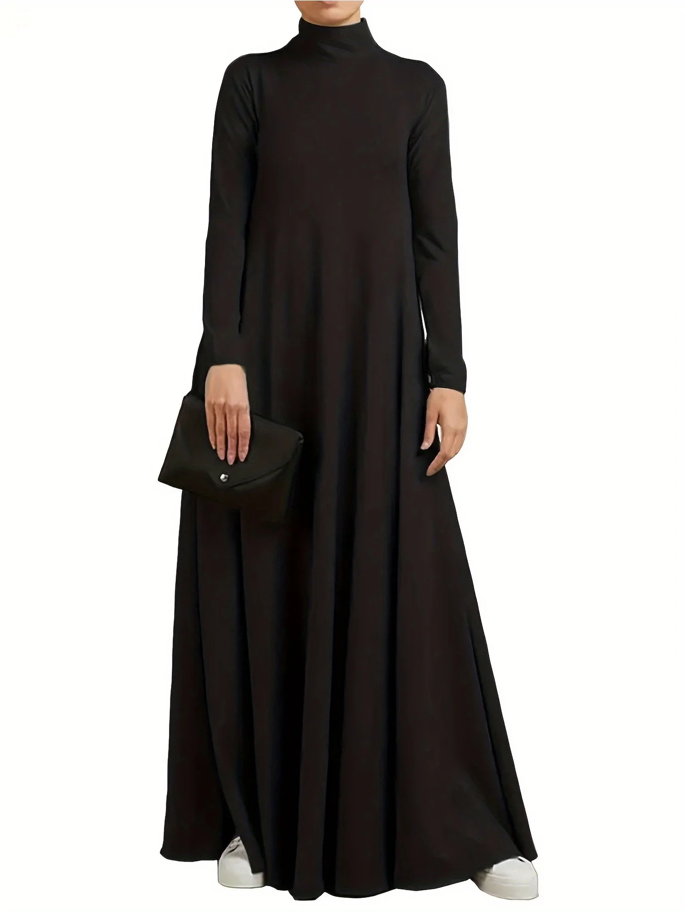 2026 Casual and Elegant Style - Solid Color Round Neck Loose Dress with Long Sleeves and Skirts, Suitable for Daily Travel