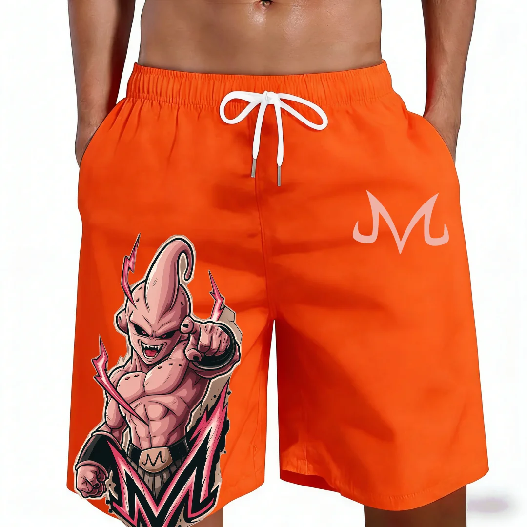 2026 Summer New Dragon Ball Kid Buu Anime Print Beach Shorts Casual Loose Family Matching Outfits Summer Quick Dry for Men Kids