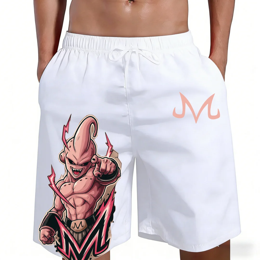 2026 Summer New Dragon Ball Kid Buu Anime Print Beach Shorts Casual Loose Family Matching Outfits Summer Quick Dry for Men Kids