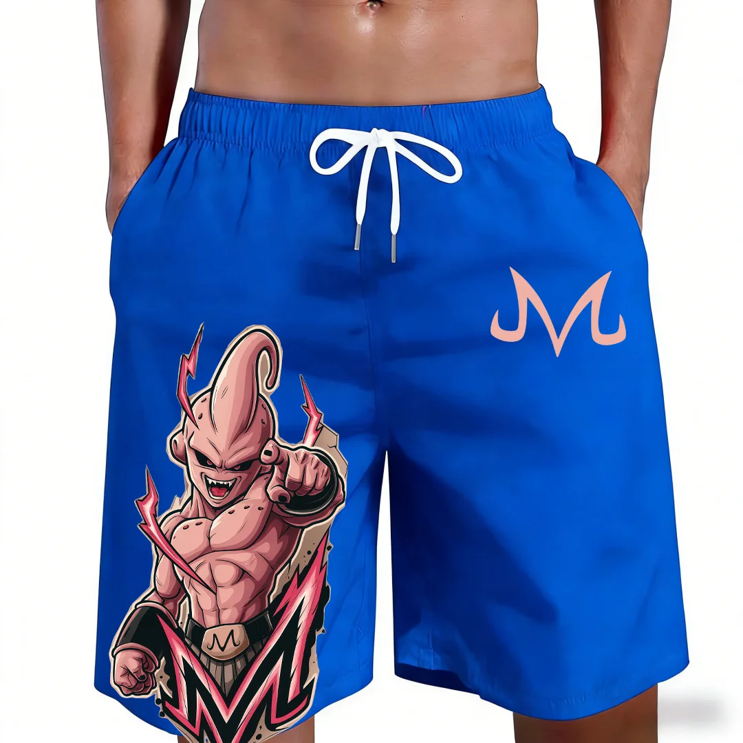 2026 Summer New Dragon Ball Kid Buu Anime Print Beach Shorts Casual Loose Family Matching Outfits Summer Quick Dry for Men Kids