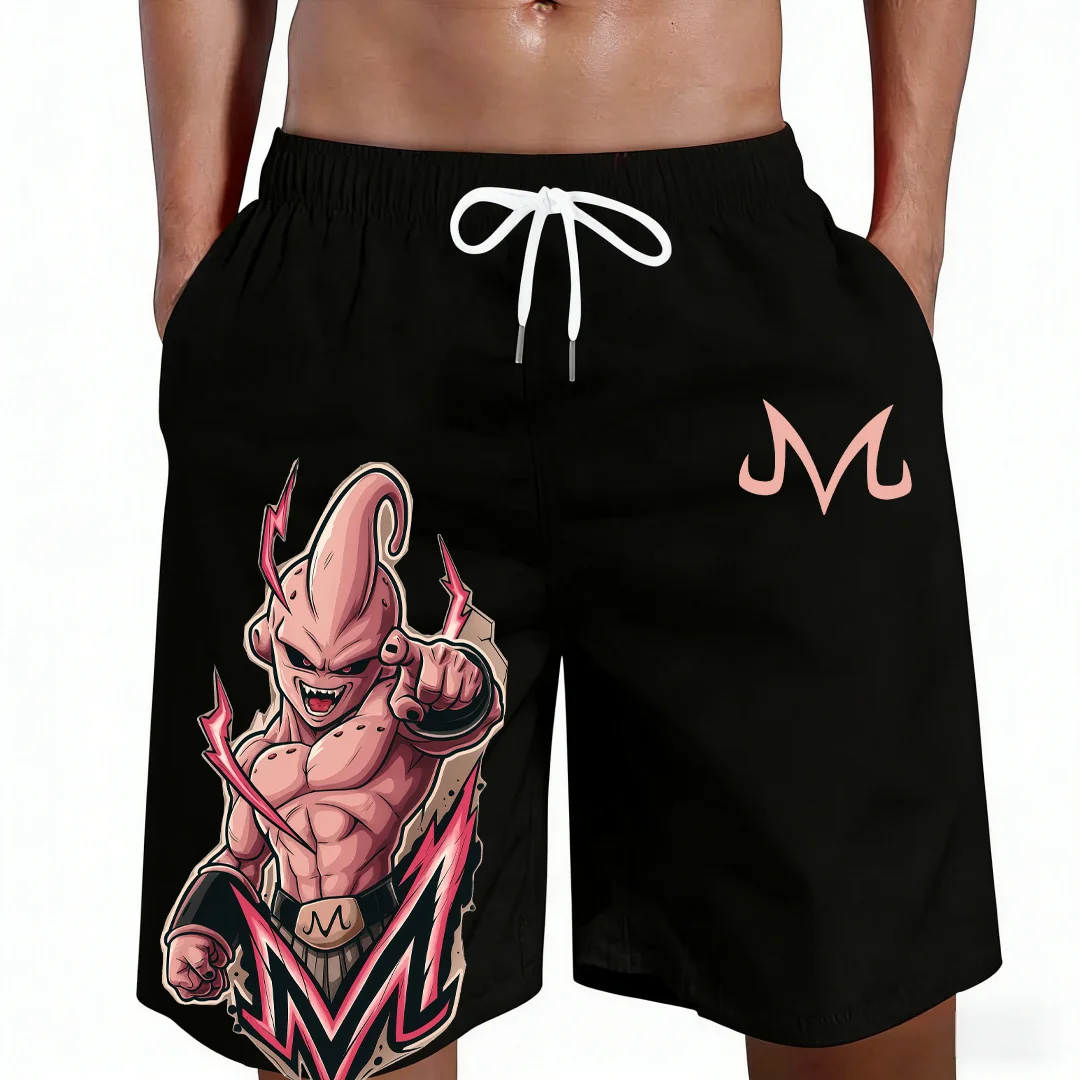2026 Summer New Dragon Ball Kid Buu Anime Print Beach Shorts Casual Loose Family Matching Outfits Summer Quick Dry for Men Kids
