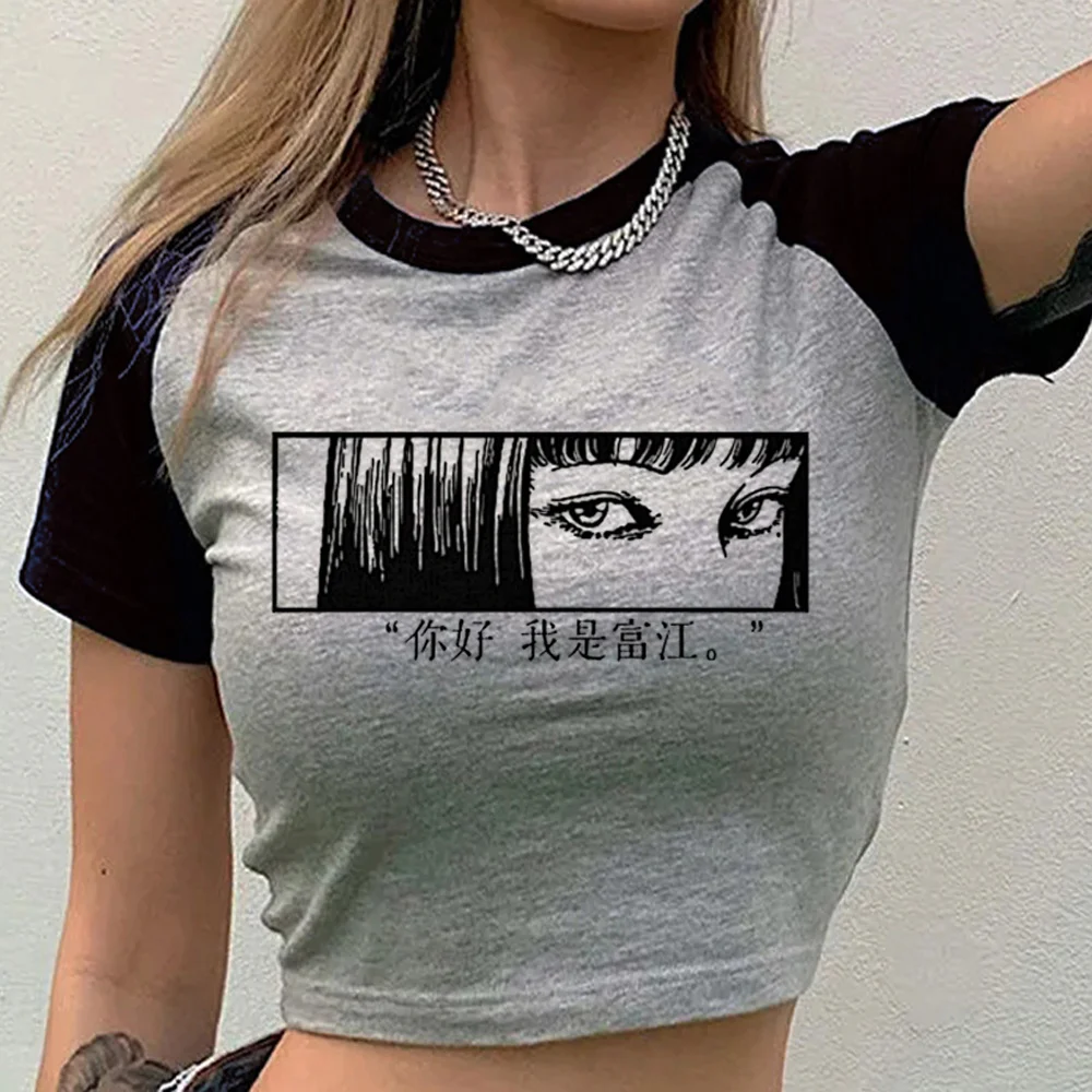 Junji Ito Shintaro Kago Tomie cropped top teen alternative  kawaii vintage baddie shirt vintage goth cute streetwear graphic