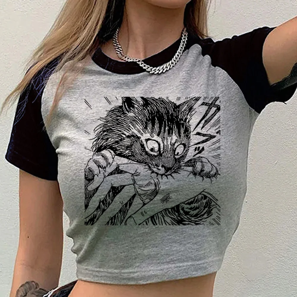 Junji Ito Shintaro Kago Tomie cropped top teen alternative  kawaii vintage baddie shirt vintage goth cute streetwear graphic