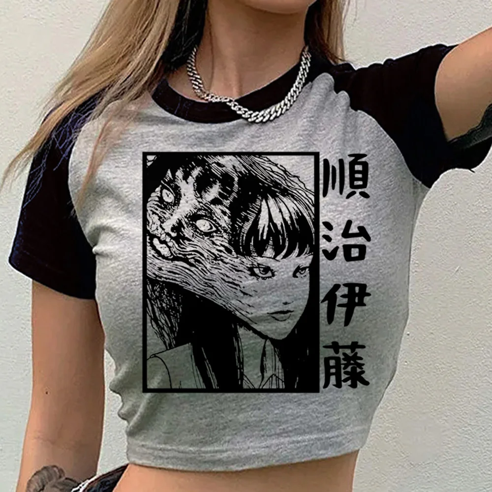 Junji Ito Shintaro Kago Tomie cropped top teen alternative  kawaii vintage baddie shirt vintage goth cute streetwear graphic